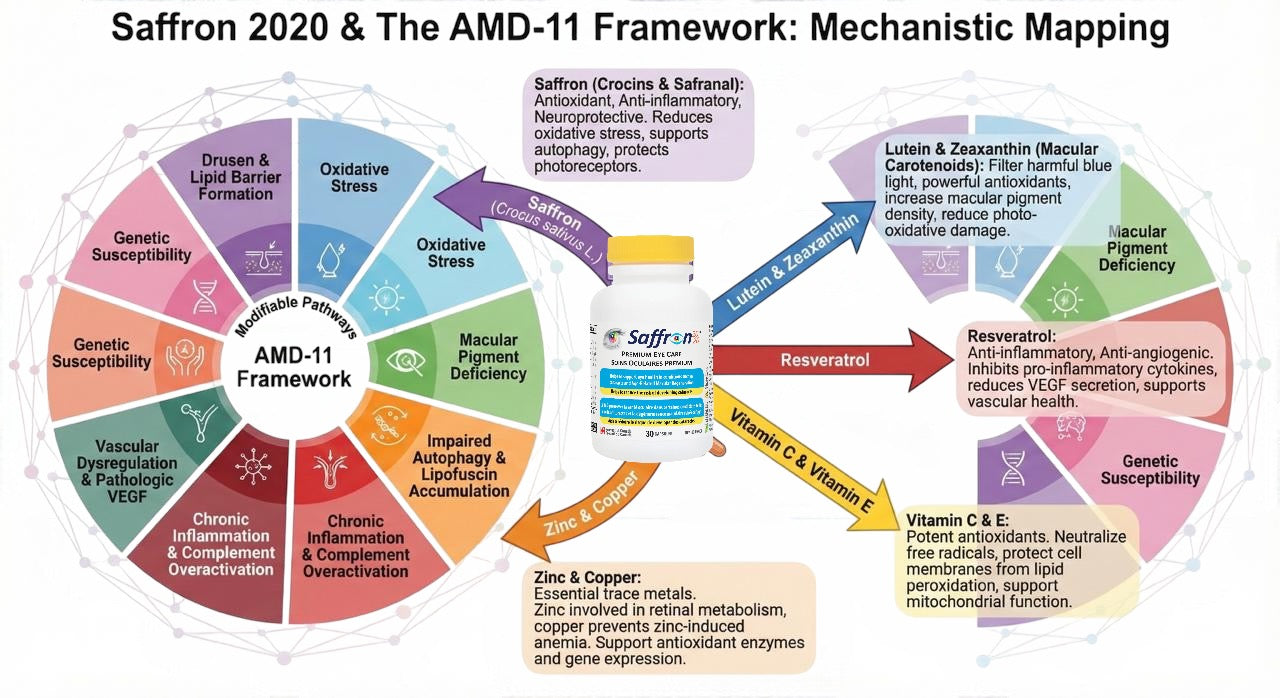 Saffron 2020 and The AMD-11 Framework: A Modern, Multi-Pathway Strategy for Protecting Macular Health
